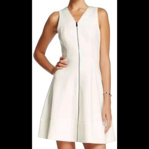 Vince Camuto White Zip Front Sleeveless Dress